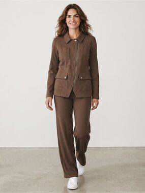 Cabi academy blazer set olive brown military jacket & pants 12 office travel